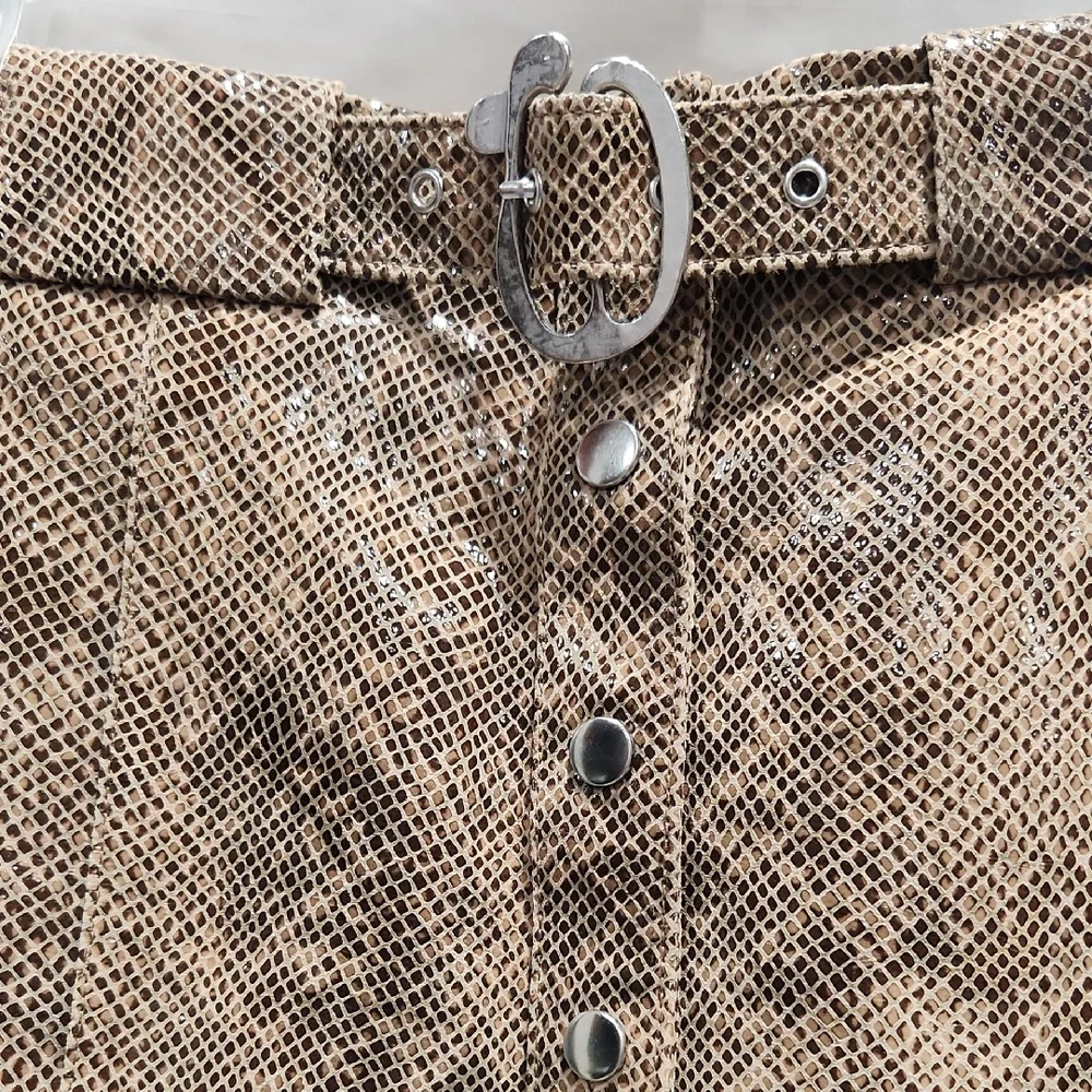 Zara Tan Patterned Mini Skirt Snake Print